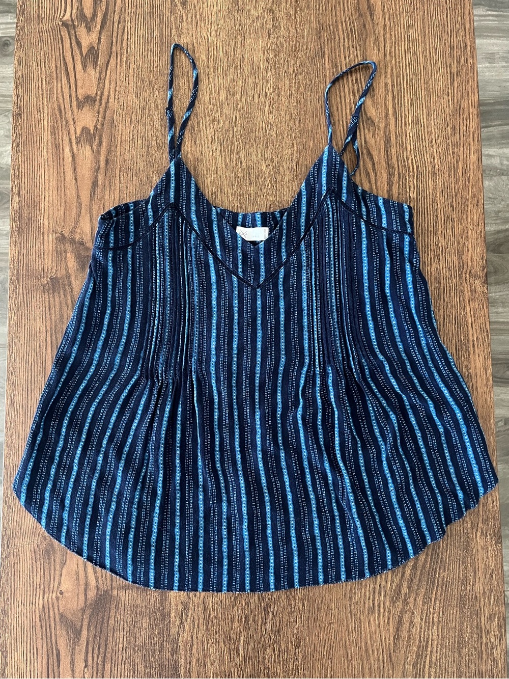 Anthropologie Navy and Light Blue Striped Adjustable Strap Camisole
